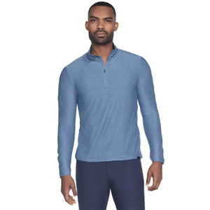 Front view of Men's Skechers GO DRI All Day Quarter Zip Shirt in the color Smoke Blue.