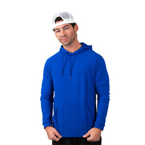 Front view of the Men's erne The Maine Hooded Sweatshirt in the color PPA Blue.
