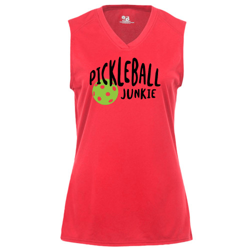 Women's Pickleball Junkie Core Performance Sleeveless Shirt in Hot Coral