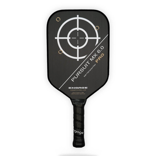 Front view of the Engage Pursuit Pro MX 6.0 Carbon Fiber Pickleball Paddle.
