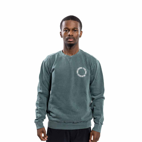 Front view of the Unisex PPA Tour Crew Neck Sweatshirt in the color Blue Spruce.
