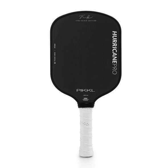 PIKKL Hurricane Pro 14mm T700 Toray Raw Carbon Fiber Pickleball Paddle shown in Black