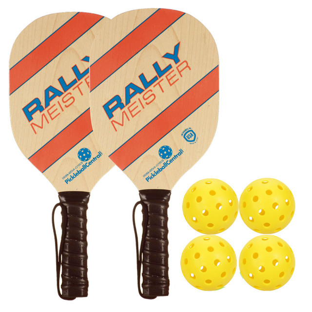 Rally Meister Bundle - two wood paddles/four balls
