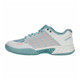 K-Swiss Express Light Pickleball Shoe available in women's sizes 5.5 to 11. Shown in color Blanc De Blanc/Nile Blue/Desert Flower - Inner Side View