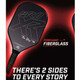 ProXR "The Story" 14 Pickleball Paddle has a forehand fiberglass face and backhand carbon fiber face. Black background with large ProXR logos on each side, white outline and details on the fiberglass side, with yellow outline on the backhand side.