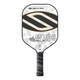 Selkirk Regal AMPED Epic X5 FiberFlex Lightweight Paddle featuring a white and grey design with a large black brand logo and gold highlighting on the paddle face