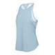 Front of the AvaLee by Selkirk Crossover Open-Back Tank. Shown in color Glacier Blue. Available in sizes XS-2XL