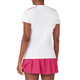 FILA Center Court Short Sleeve Top in White/Peacock color, back view on model.