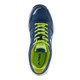Top view of the Navy/Green Men's Volley V Shoes by Tyrol Pickleball featuring a navy blue upper and lime green laces and interior