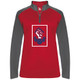 Carpe Dinkem 2.0 Women's UV 1/4 Zip Long Sleeve Pullover shown in color Red. Available in sizes S-2XL