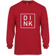 DINK Men's Core Performance Long-Sleeve Shirt shown in color Red. Available in sizes S-3XL