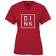 DINK Core Performance T-Shirt shown in color Red. Available in women's sizes S-2XL