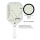 View of the Vulcan V570FRP Pickleball Paddle displaying the technical specifications.