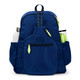 Front view of the Ame and Lulu Pickleball Time Backpack with nylon construction and adjustable straps shown in Navy/Lime.