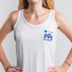 Close up of PPA FILA Heathered Racerback Tank in white.