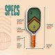 REVOLIN Revo Reach Power Pickleball Paddle - Specs Graphic