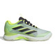 Anterior side view of the adidas Avacourt 2 Women's Pickleball Shoe shown in  Green Spark/Black/Lucid Lemon.