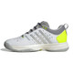 Interior midsole view of the adidas Pickleball Court Women's Shoe in white, silver, and lucid lemon.