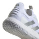 View of the white silver metallic color of the adidas SoleMatch Control Women's Pickleball Shoe heel.