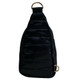 Back view of ah.dorned Eliza Quilted Puffy Sling Bag in the color Black.