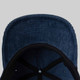 View of Heritage Pickle-ball Rectangle Patch Vintage Corduroy Hat under bill in Navy Blue.