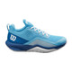 Wilson Rush Pro LITE Women's Pickleball Shoes shown in Bonnie Blue/Deja Vu Blue/White.