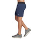 Side view of Men's Skechers Movement 7" Shorts in the color Blue Iris.