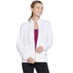 Front view of Women's Skechers The Hoodless Hoodie GO WALK Everywhere Jacket in the color White.