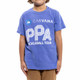 Close-up view of the PPA Tour Unisex Youth T-Shirt in the color Flo Blue.