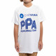 Close-up view of the PPA Tour Youth Unisex Athletic T-Shirt in the color White.