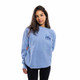 Front view of the Women's PPA Tour Midweight Pigment-Dyed Crewneck Sweatshirt in the color Pigment Light Blue.