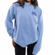 Close-up view of the Women's PPA Tour Midweight Pigment-Dyed Crewneck Sweatshirt in the color Pigment Light Blue