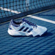 Seafoam/White/Blue adidas SoleMatch Control 3 Men's Shoe shown on court