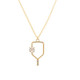 View of the Born to Rally Serve and Sparkle Pickleball Necklace in Gold.