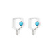 View of the Blue Born to Rally Color Pop Pickleball Paddle Stud Earrings.