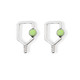 View of the Green Born to Rally Color Pop Pickleball Paddle Stud Earrings.