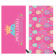 View of both sides of the Born to Rally Pickleball Queen Double-Sided Microfiber Towel.