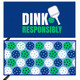 View of both sides of the Born to Rally Dink Responsibly Double-Sided Microfiber Towel in the color Blue.