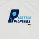 Close-up of the Seattle Pioneers logo.