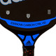 The ESSNOVA CARBON CTRL HD Pickleball Paddle by adidas features an attractive black and blue design with a big silver adidas logo in the center.