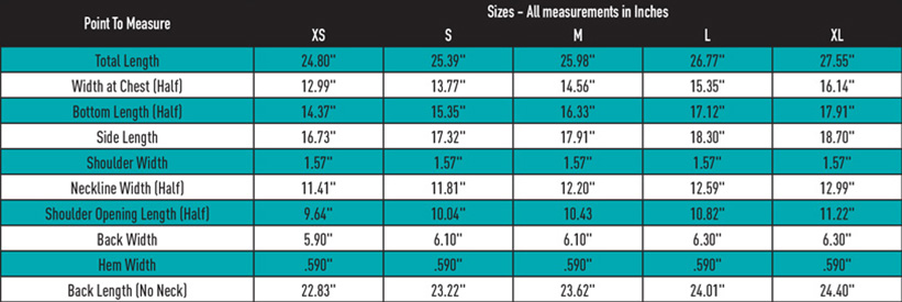 Diadem women's size chart