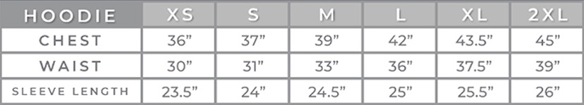 Franklin women's size chart