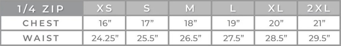 Franklin women's size chart