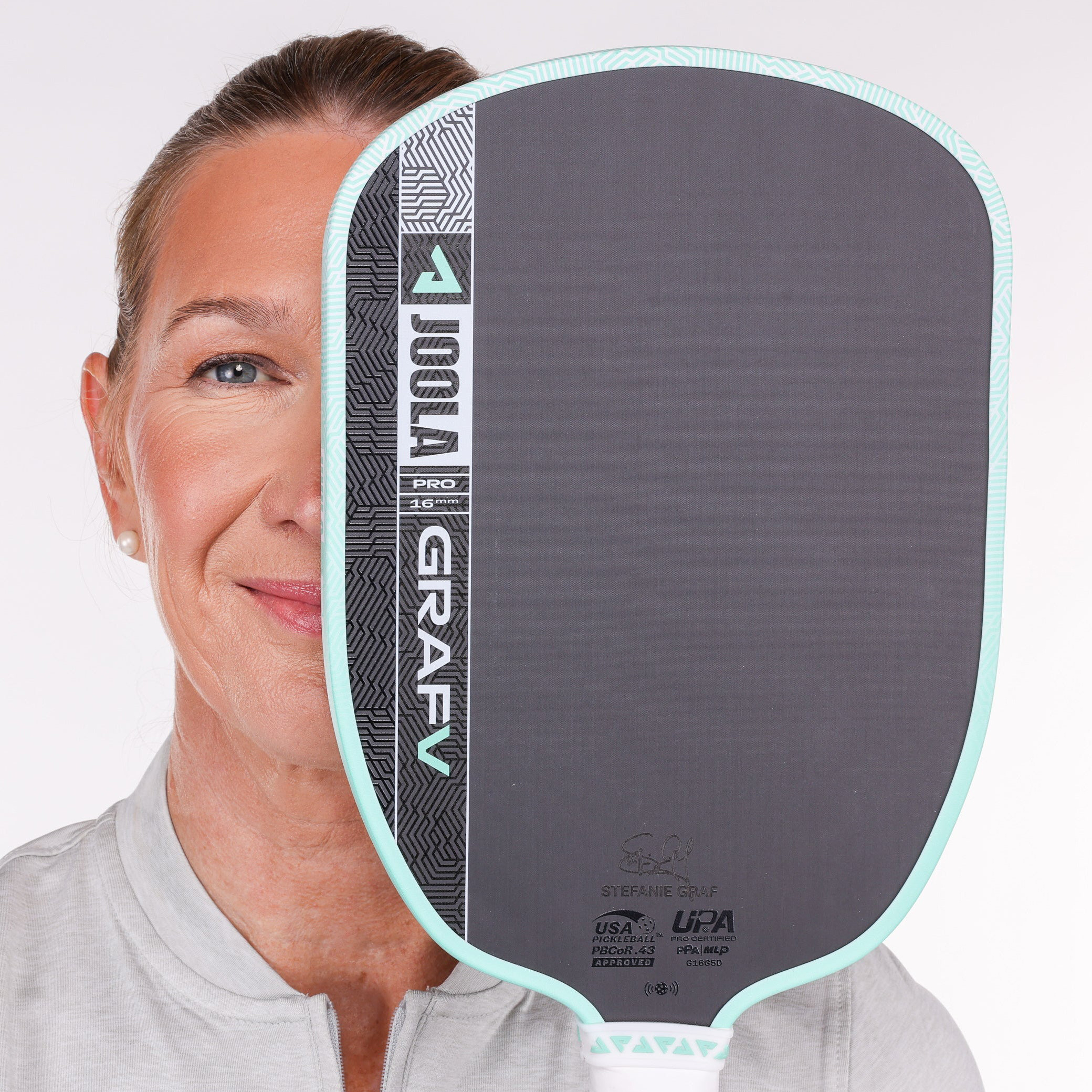 Steffi Graff with the JOOLA Graf Pro V 16mm Pickleball Paddle