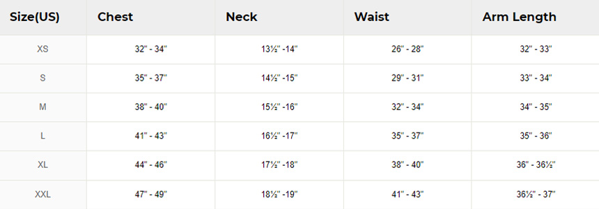 Original Penguin men's tee size chart