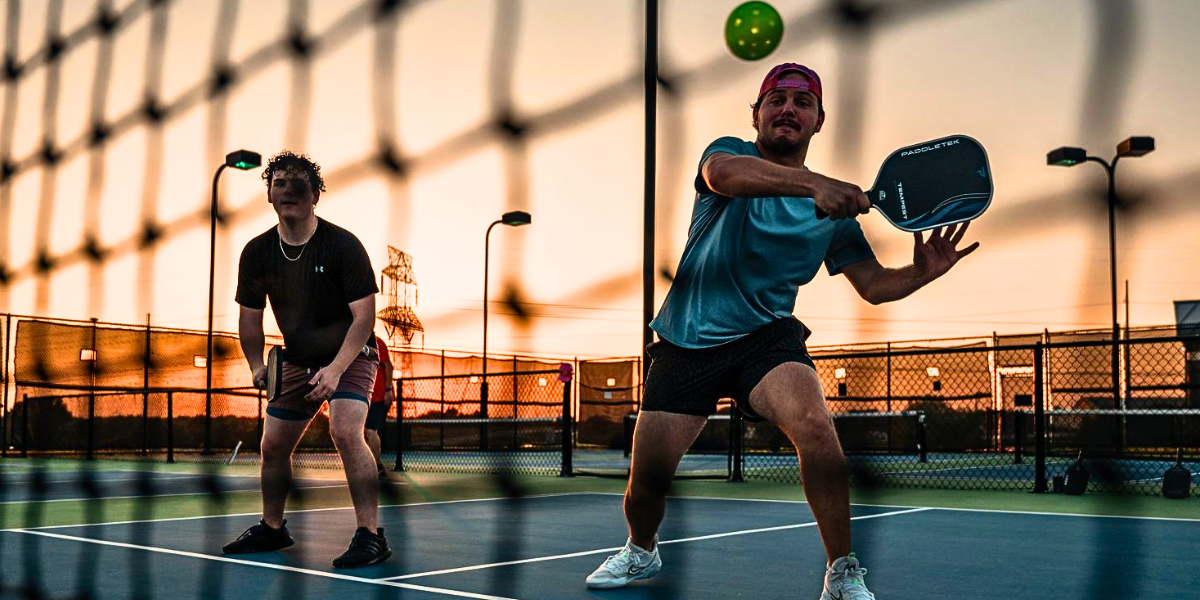 Pickleball players on court