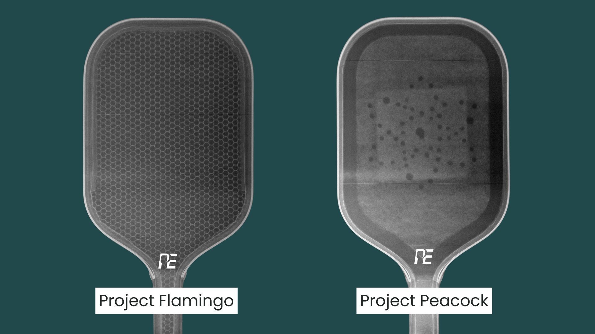 Proton paddle X-ray comparison showing internal construction differences