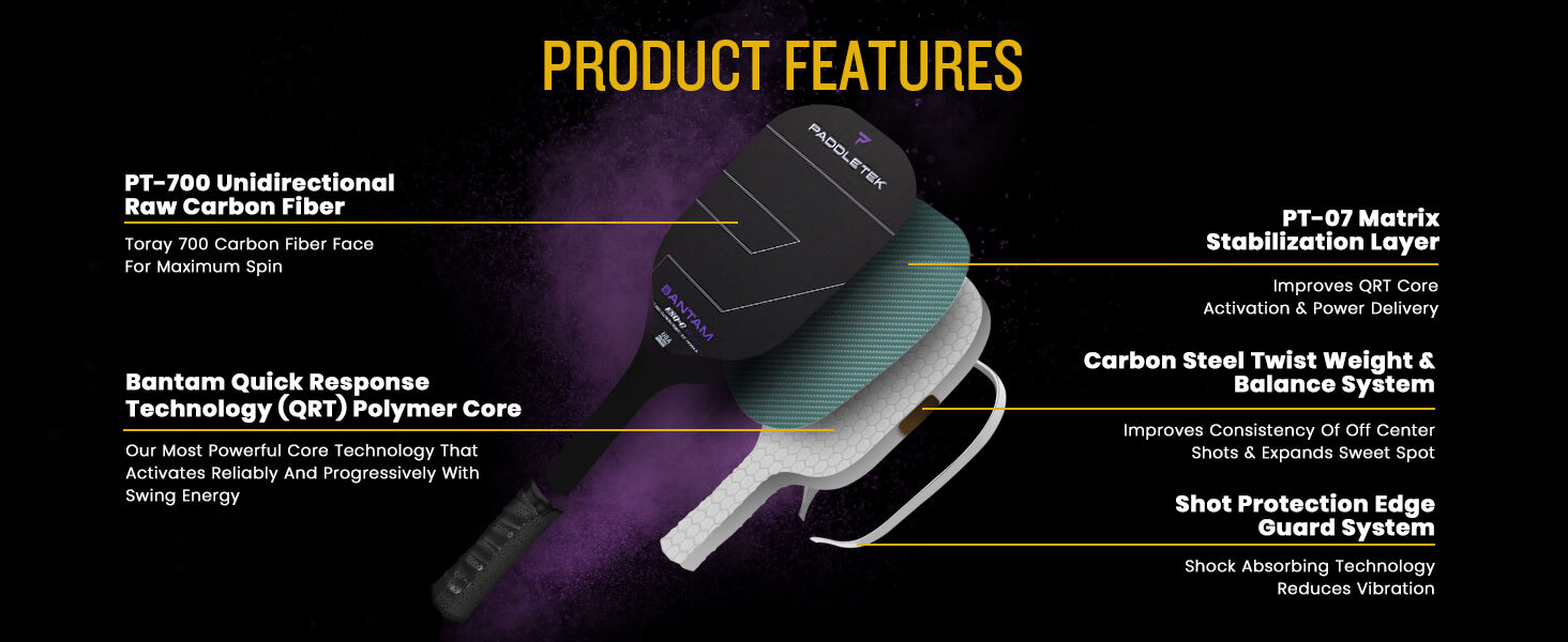 Paddletek Bantam ESQ-C 12.7mm Pickleball Paddle Infographic