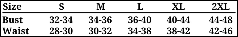 Women's Cotton T-Shirt size chart