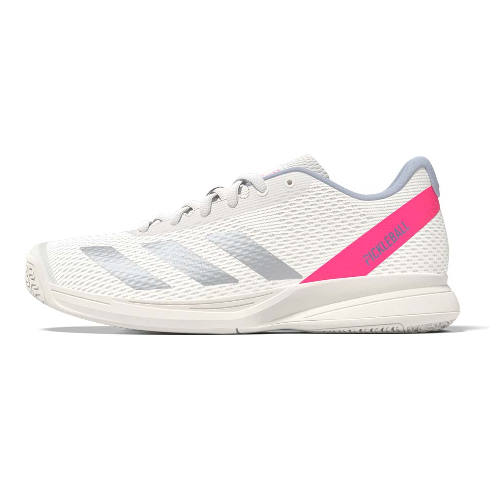adidas White/Silver/Pink Courtflash Men's Pickleball Shoe | Fast